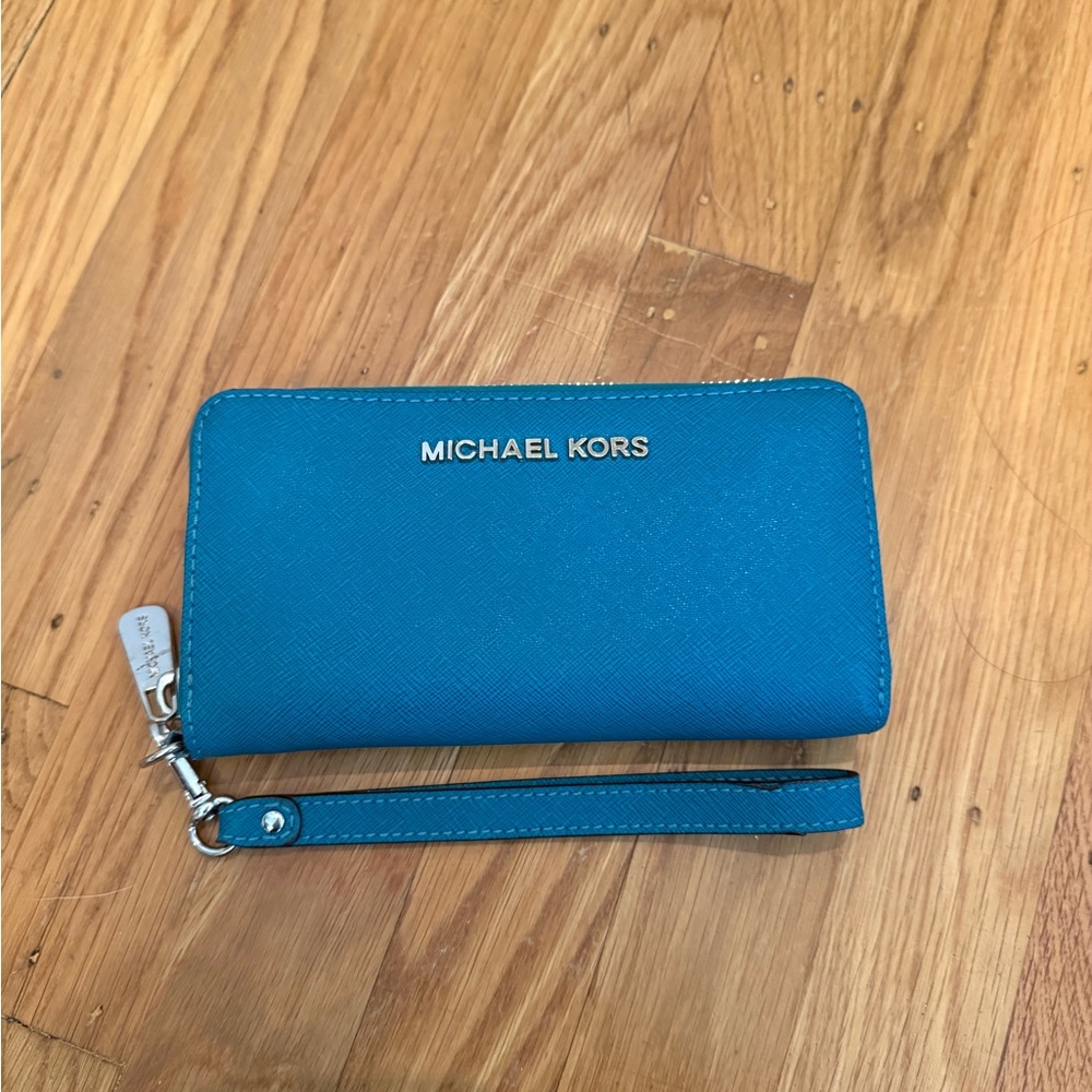 Michael Kors Teal Wristlet Clutch